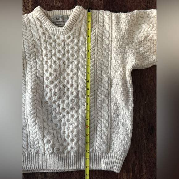Aran Sweater Market Irish Wool Cable Knit Fisherman Sweater Cream M - Picture 5 of 7
